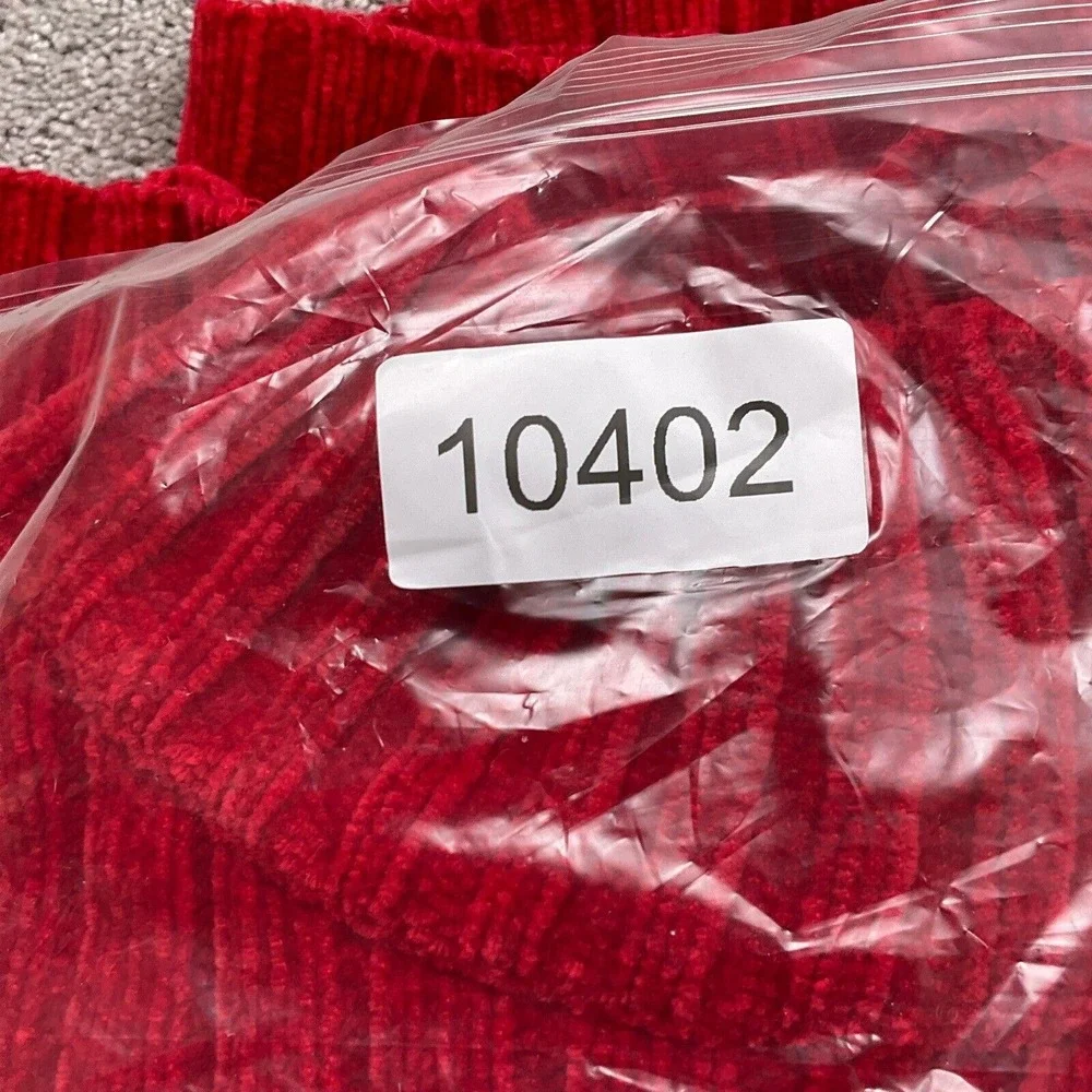 Southpole Sweater Men Large Red Gray White Stripe Chenille Pullover Buckeye‎
